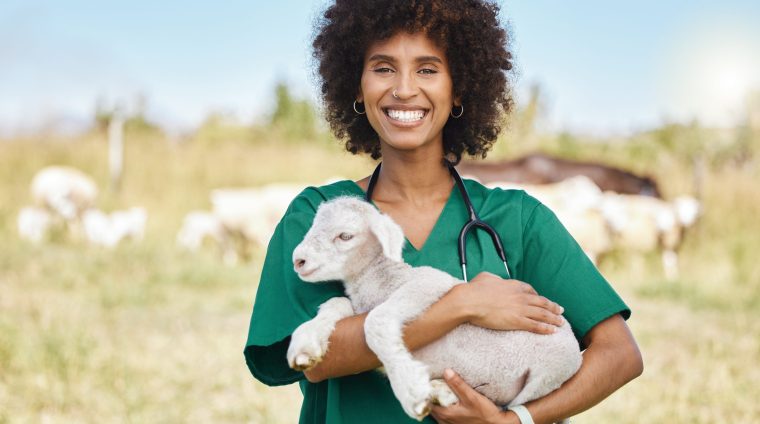 farm-portrait-and-woman-holding-sheep-on-livesto-2023-11-27-05-20-01-utc